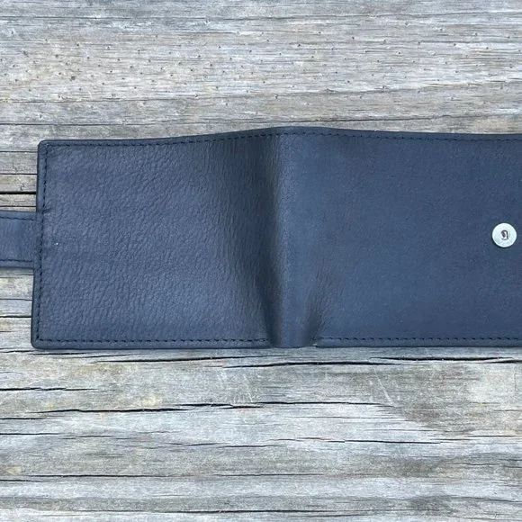 Handmade Genuine Leather Black Wallet Card Holder Purse Bi Fold Purse - Picture 6 of 13